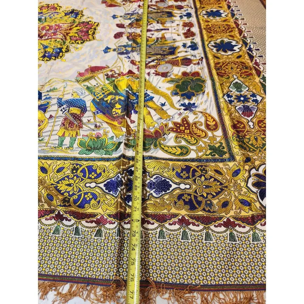 Vtg Indo-Persian silk Tapestry, wall hanging Traditional Hunting Scene 99x76.5